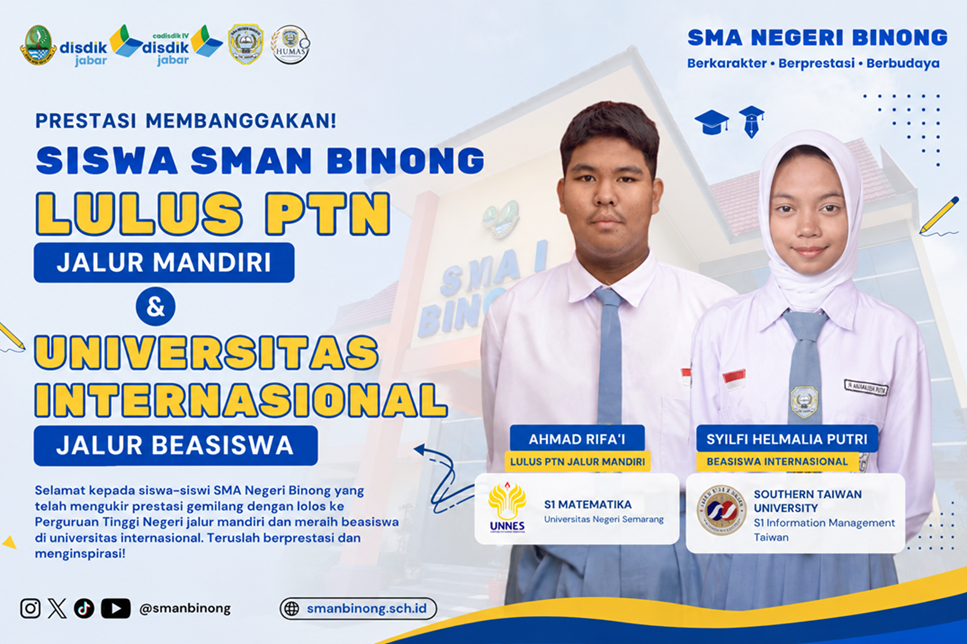 Bangga! Dua Siswa SMAN Binong Berhasil Lolos ke Perguruan Tinggi Negeri dan Kampus Internasional Taiwan